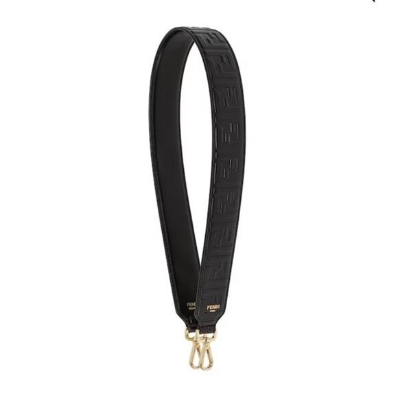FENDI FF Logo Leather Strap Black Made in Italy NWT $790 - Picture 1 of 12